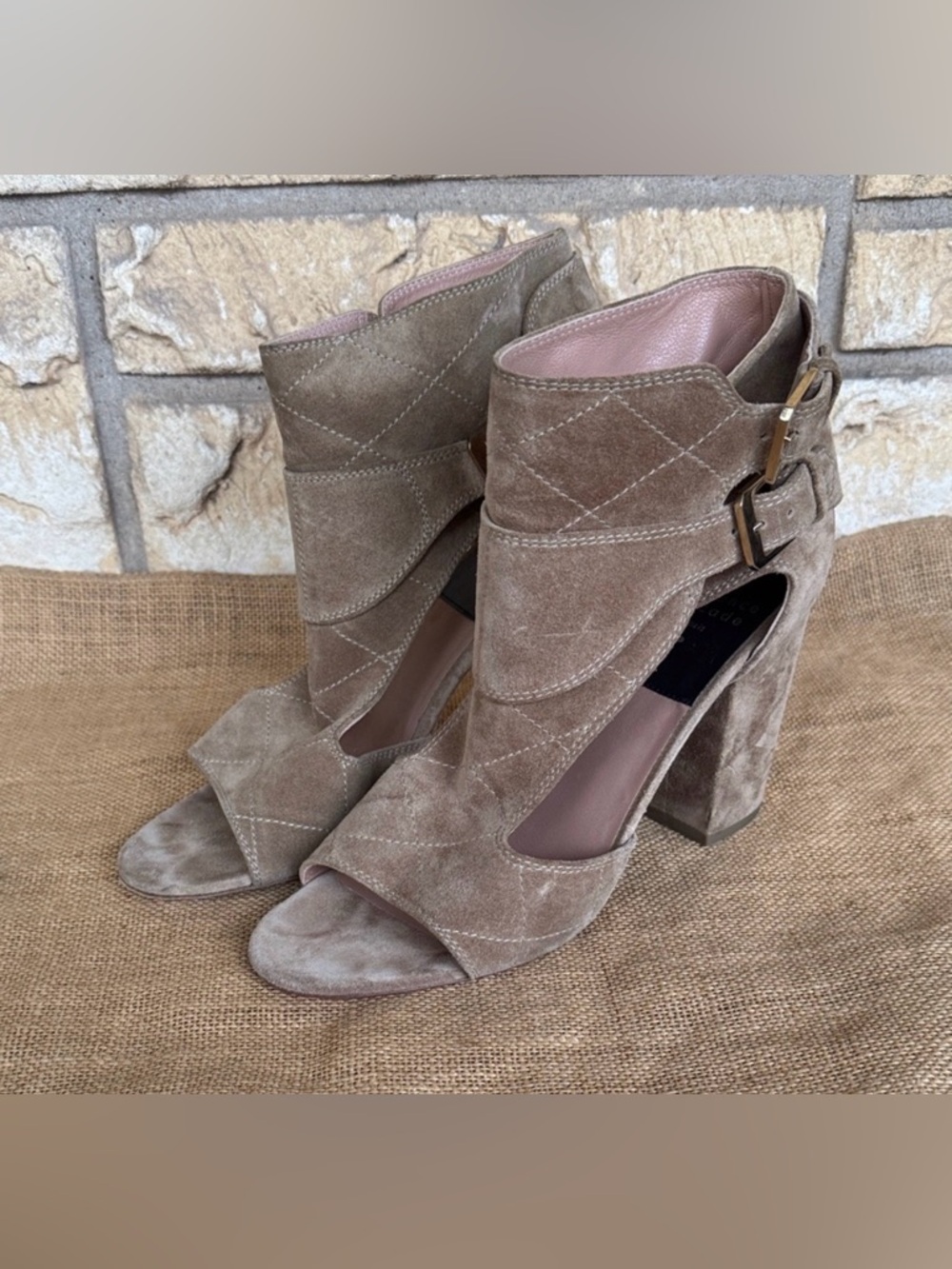 Laurence Dacade Suede Sandals Rush Cutout Heel Block Size 41